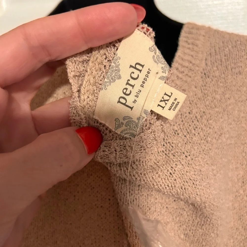 Perch by Blu Pepper Beige Sweater tank with buttons down - Picture 5 of 6